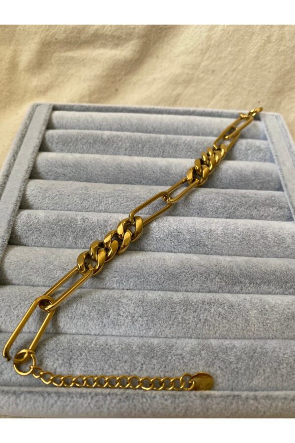 Çelik Vintage Zincir Model Bileklik Gold Renk